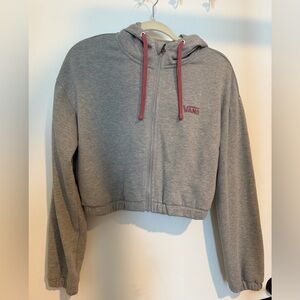 Vans Gray Cropped Zip Hoodie with Pink Accents